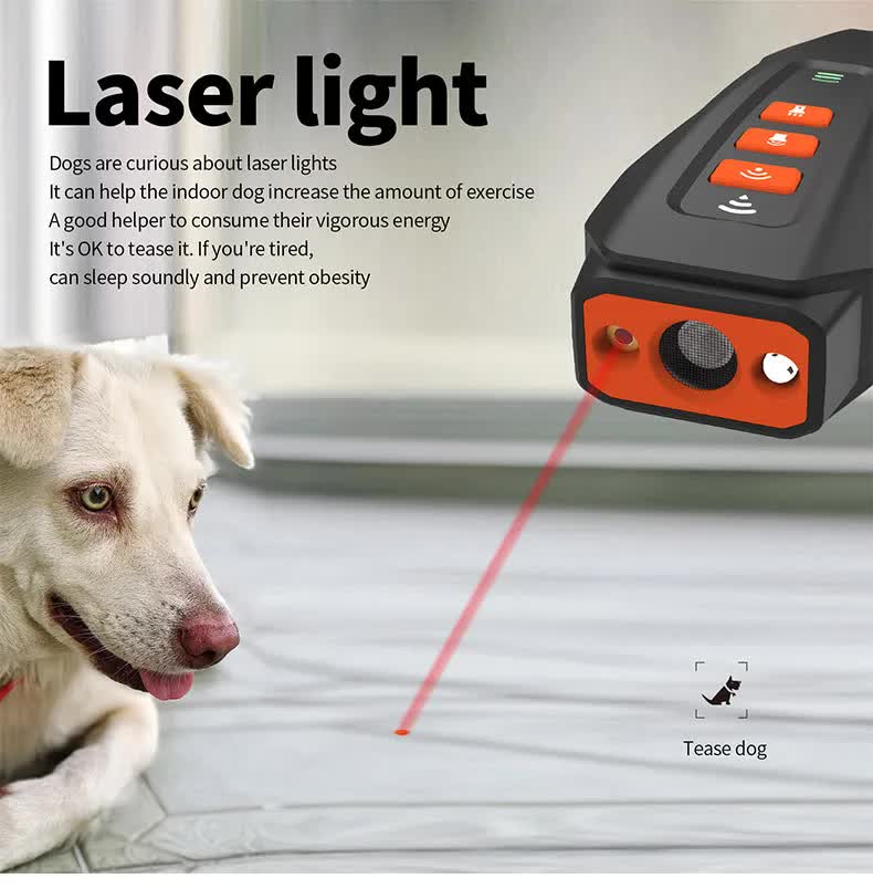 NNEDSZ Black Rechargeable Ultrasonic Dog Trainer with LED Flashlight & Laser - Anti-Barking Device for Effective Dog Training