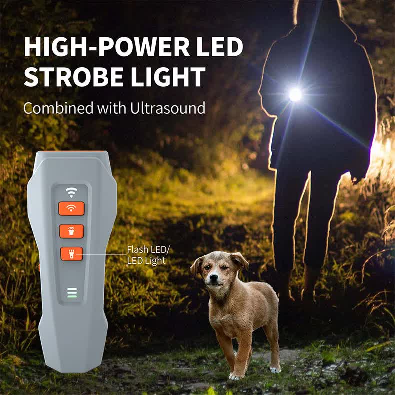 NNEDSZ Black Rechargeable Ultrasonic Dog Trainer with LED Flashlight & Laser - Anti-Barking Device for Effective Dog Training